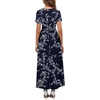 image:imageWEACZZY 2026 Summer Long Dresses for Women Wrap Empire Pleated Waist V Neck Short Sleeve Elegant Maxi Dress with PocketsWhite Navy