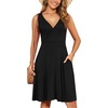 image:imageWEACZZY Womens Summer Sleeveless Casual Dresses VNeck Wrap Floral Holiday Tank Dress Flowy Beach Sundress with Pockets01 Black