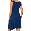 image:imageWEACZZY Womens Summer Sleeveless Casual Dresses VNeck Wrap Floral Holiday Tank Dress Flowy Beach Sundress with Pockets01 Navy Blue