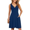 image:imageWEACZZY Womens Summer Sleeveless Casual Dresses VNeck Wrap Floral Holiday Tank Dress Flowy Beach Sundress with Pockets01 Navy Blue