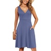image:imageWEACZZY Womens Summer Sleeveless Casual Dresses VNeck Wrap Floral Holiday Tank Dress Flowy Beach Sundress with Pockets01 Purple Gray