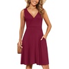 image:imageWEACZZY Womens Summer Sleeveless Casual Dresses VNeck Wrap Floral Holiday Tank Dress Flowy Beach Sundress with Pockets01 Wine Red
