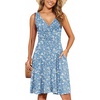image:imageWEACZZY Womens Summer Sleeveless Casual Dresses VNeck Wrap Floral Holiday Tank Dress Flowy Beach Sundress with PocketsBlue Daisy