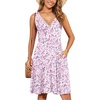 image:imageWEACZZY Womens Summer Sleeveless Casual Dresses VNeck Wrap Floral Holiday Tank Dress Flowy Beach Sundress with PocketsPink Floral