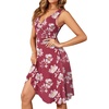 image:imageWEACZZY Womens Summer Sleeveless Casual Dresses VNeck Wrap Floral Holiday Tank Dress Flowy Beach Sundress with PocketsRed White Flower