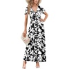 image:imageWEACZZY 2026 Summer Long Dresses for Women Wrap Empire Pleated Waist V Neck Short Sleeve Elegant Maxi Dress with PocketsSketch White Black