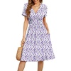 image:imageWEACZZY Womens Summer Short Sleeve Casual Dresses VNeck Floral Party Dress with PocketsPurple Flower White