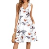image:imageWEACZZY Womens Summer Sleeveless Casual Dresses VNeck Wrap Floral Holiday Tank Dress Flowy Beach Sundress with PocketsGray Leaved Peony
