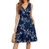 image:imageWEACZZY Womens Summer Sleeveless Casual Dresses VNeck Wrap Floral Holiday Tank Dress Flowy Beach Sundress with PocketsWhite Navy
