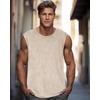image:imageCHICGAL Mens Tank Tops Summer Sleeveless Muscle Shirts Cotton Loose Fit Tee ShirtsApricot