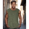 image:imageCHICGAL Mens Tank Tops Summer Sleeveless Muscle Shirts Cotton Loose Fit Tee ShirtsArmy Green