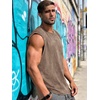 image:imageCHICGAL Mens Tank Tops Summer Sleeveless Muscle Shirts Cotton Loose Fit Tee ShirtsCoffee