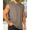 image:imageCHICGAL Mens Tank Tops Summer Sleeveless Muscle Shirts Cotton Loose Fit Tee ShirtsKhaki