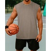 image:imageCHICGAL Mens Tank Tops Summer Sleeveless Muscle Shirts Cotton Loose Fit Tee ShirtsKhaki