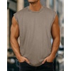 image:imageCHICGAL Mens Tank Tops Summer Sleeveless Muscle Shirts Cotton Loose Fit Tee ShirtsKhaki