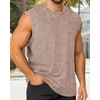 image:imageCHICGAL Mens Tank Tops Summer Sleeveless Muscle Shirts Cotton Loose Fit Tee ShirtsWashed Khaki