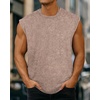 image:imageCHICGAL Mens Tank Tops Summer Sleeveless Muscle Shirts Cotton Loose Fit Tee ShirtsWashed Khaki