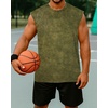 image:imageCHICGAL Mens Tank Tops Summer Sleeveless Muscle Shirts Cotton Loose Fit Tee ShirtsWashed Olive