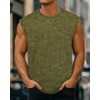 image:imageCHICGAL Mens Tank Tops Summer Sleeveless Muscle Shirts Cotton Loose Fit Tee ShirtsWashed Olive