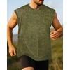 image:imageCHICGAL Mens Tank Tops Summer Sleeveless Muscle Shirts Cotton Loose Fit Tee ShirtsWashed Olive