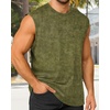 image:imageCHICGAL Mens Tank Tops Summer Sleeveless Muscle Shirts Cotton Loose Fit Tee ShirtsWashed Olive
