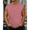 image:imageCHICGAL Mens Tank Tops Summer Sleeveless Muscle Shirts Cotton Loose Fit Tee ShirtsWashed Red