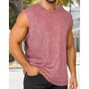 image:imageCHICGAL Mens Tank Tops Summer Sleeveless Muscle Shirts Cotton Loose Fit Tee ShirtsWashed Red