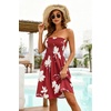 image:imageCHICGAL Summer Dresses for Women Beach Cover Ups Strapless Boho Floral Print Sundress 2026A Deep Wine Red Flower