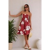 image:imageCHICGAL Summer Dresses for Women Beach Cover Ups Strapless Boho Floral Print Sundress 2026A Deep Wine Red Flower