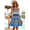 image:imageCHICGAL Summer Dresses for Women Beach Cover Ups Strapless Boho Floral Print Sundress 2026A Floral Blue