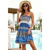 image:imageCHICGAL Summer Dresses for Women Beach Cover Ups Strapless Boho Floral Print Sundress 2026A Floral Blue