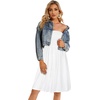 image:imageCHICGAL Summer Dresses for Women Beach Cover Ups Strapless Boho Floral Print Sundress 2026A Solid White