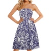 image:imageCHICGAL Summer Dresses for Women Beach Cover Ups Strapless Boho Floral Print Sundress 2026Amoeba Navy Blue