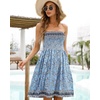 image:imageCHICGAL Summer Dresses for Women Beach Cover Ups Strapless Boho Floral Print Sundress 2026Bk Blue Flower