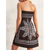 image:imageCHICGAL Summer Dresses for Women Beach Cover Ups Strapless Boho Floral Print Sundress 2026Black Print