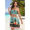 image:imageCHICGAL Summer Dresses for Women Beach Cover Ups Strapless Boho Floral Print Sundress 2026Blue Flower Pineapple