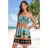 image:imageCHICGAL Summer Dresses for Women Beach Cover Ups Strapless Boho Floral Print Sundress 2026Blue Flower Pineapple