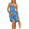image:imageCHICGAL Summer Dresses for Women Beach Cover Ups Strapless Boho Floral Print Sundress 2026Blue Sun Flowers