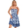 image:imageCHICGAL Summer Dresses for Women Beach Cover Ups Strapless Boho Floral Print Sundress 2026Blue White Flowers