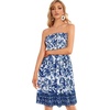 image:imageCHICGAL Summer Dresses for Women Beach Cover Ups Strapless Boho Floral Print Sundress 2026Blue White Flowers