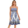 image:imageCHICGAL Summer Dresses for Women Beach Cover Ups Strapless Boho Floral Print Sundress 2026Blue Yellow Floral Leaves