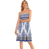 image:imageCHICGAL Summer Dresses for Women Beach Cover Ups Strapless Boho Floral Print Sundress 2026Blue Yellow Floral Leaves