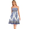 image:imageCHICGAL Summer Dresses for Women Beach Cover Ups Strapless Boho Floral Print Sundress 2026Blue Yellow Floral Leaves