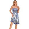 image:imageCHICGAL Summer Dresses for Women Beach Cover Ups Strapless Boho Floral Print Sundress 2026Blue Yellow Floral Leaves