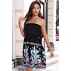 image:imageCHICGAL Summer Dresses for Women Beach Cover Ups Strapless Boho Floral Print Sundress 2026Boho Black Flower