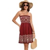 image:imageCHICGAL Summer Dresses for Women Beach Cover Ups Strapless Boho Floral Print Sundress 2026Boho Red Yellow Print