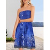 image:imageCHICGAL Summer Dresses for Women Beach Cover Ups Strapless Boho Floral Print Sundress 2026Boho Summer Blue Flower