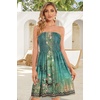 image:imageCHICGAL Summer Dresses for Women Beach Cover Ups Strapless Boho Floral Print Sundress 2026Green Print Flower