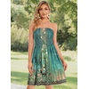 image:imageCHICGAL Summer Dresses for Women Beach Cover Ups Strapless Boho Floral Print Sundress 2026Green Print Flower