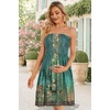 image:imageCHICGAL Summer Dresses for Women Beach Cover Ups Strapless Boho Floral Print Sundress 2026Green Print Flower